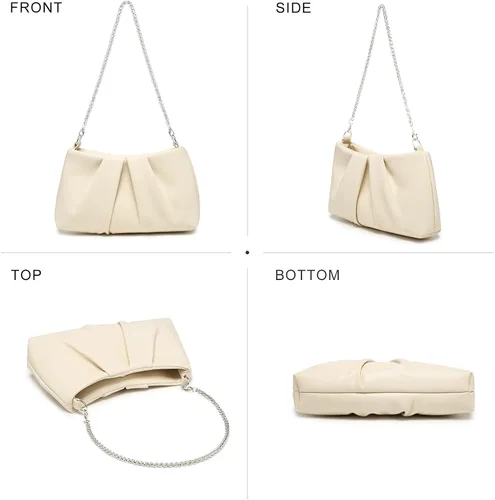 Miniatura 3 de Dasein Elegant Pleated Evening Bag Soft Vegan Leather Clutch Purse Dressy Formal Handbag with 2 Chain Straps for Women