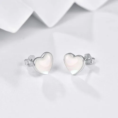 Miniatura 2 de Pendientes de plata de ley 925 con forma redonda de nácar de 0.197in, hipoalergénicos para orejas sensibles, joyas de perlas para el día