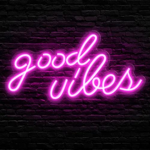 Olekki Letrero de neón Pink Good Vibes – Luces de neón para dormitorio, letreros de neón LED para decoración de pared (16.1 x 8.3 pulgadas)