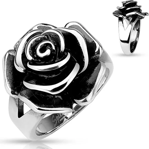 Miniatura 2 de Floración completa solo Rose Cast banda anillo anillo de acero inoxidable R650