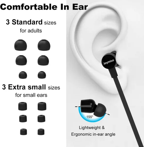Miniatura 2 de Joymiso - Auriculares sin enredos para niños y mujeres, orejas pequeñas con funda, cómodos auriculares ligeros para la oreja, auriculares de cable