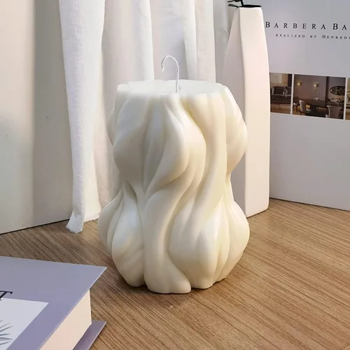 Miniatura 4 de Molde de vela de rotación ondulada, paquete de 2 moldes de silicona para velas para decoración del hogar, molde de silicona para cilindro de resina