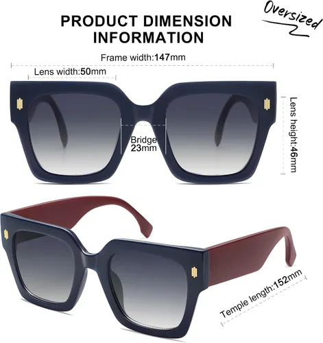 Miniatura 16 de SOJOS Gafas de sol cuadradas vintage de gran tamaño para mujer, estilo retro, de lujo, grandes, UV400 SJ2194