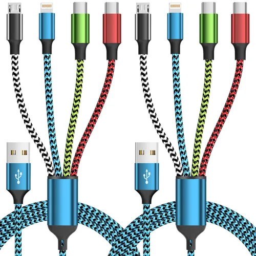 Miniatura 9 de Cable USB C múltiple [2 unidades, 4 pies], cable de carga 3 en 1 para múltiples dispositivos, cables de carga trenzados, cable de carga de teléfono