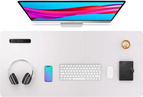 Miniatura 82 de Aothia - Protector de escritorio de cuero sintético, base para mouse, superficie antideslizante e impermeable para escribir y para laptop