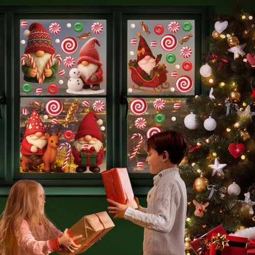 Miniatura 3 de WALPLUS Calcomanías Navideñas para Ventanas Decoraciones de Doble Cara Reutilizables Despegar y Pegar Removibles para Vidrio Sala de Estar Cuarto