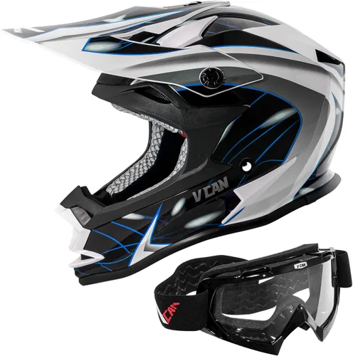 Miniatura 7 de VCAN VX38 Casco para adultos ATV Motocross todoterreno, bicicleta de tierra, motocicleta de descenso con gafa, aprobado por