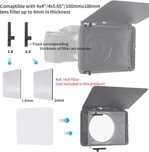 Miniatura 4 de Runshuangyu - Caja de lente mate ligera con abrazadera con bandera superior para cámara DSLR sin espejo, compatible con filtro 4x4, 4x5.65
