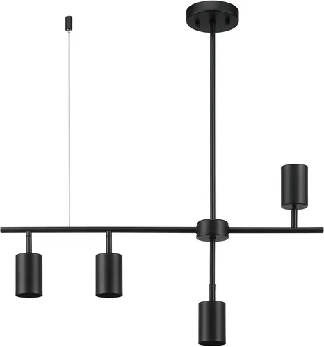GLOBE Electric 64000048 Iluminación de riel de altura ajustable de 4 luces, negro mate, pantallas pivotantes, iluminación para cocina, baño,