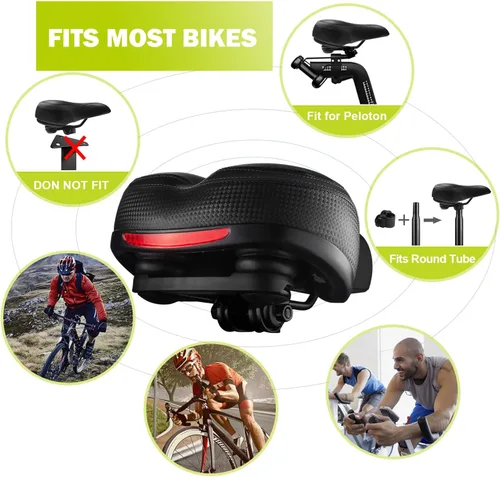 Miniatura 6 de Asiento de bicicleta, asiento de bicicleta más cómodo, doble absorción de golpes, espuma viscoelástica, impermeable, silla de montar de bicicleta