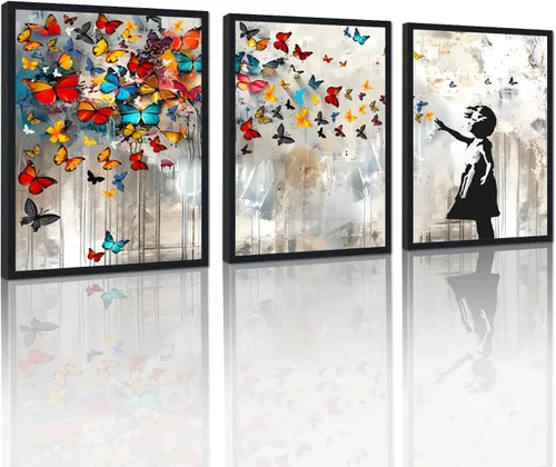 Miniatura 18 de 3 Piezas de Arte de Pared Banksy en Lienzo, Póster de Graffiti, Decoración de Pared con Citas Inspiradoras, Nunca Te Rindas, Obras de Arte para Sala