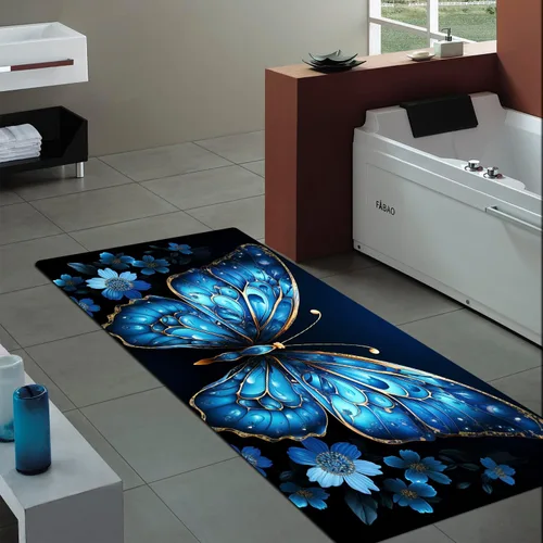 Miniatura 12 de Alfombra antideslizante de espuma de esponja de pelo bajo para puerta de baño, alfombras separadas a prueba de deslizamiento, alfombra de ilusión