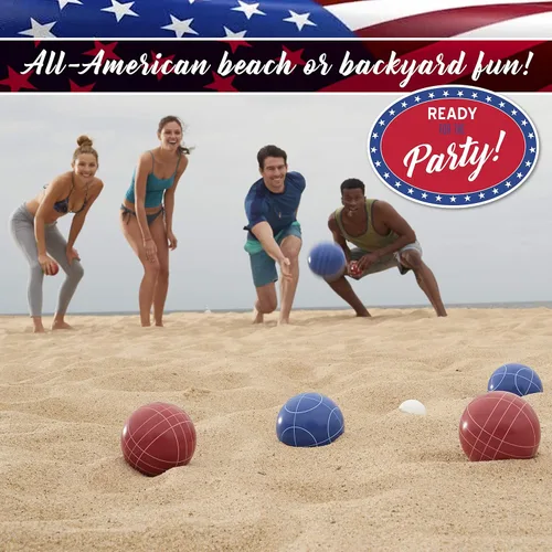 Miniatura 4 de Franklin Sports Juego de bolas de petanca — 8 bolas de petanca para todo tipo de clima y 1 pallino — Juego de playa, patio, césped o fiesta al aire