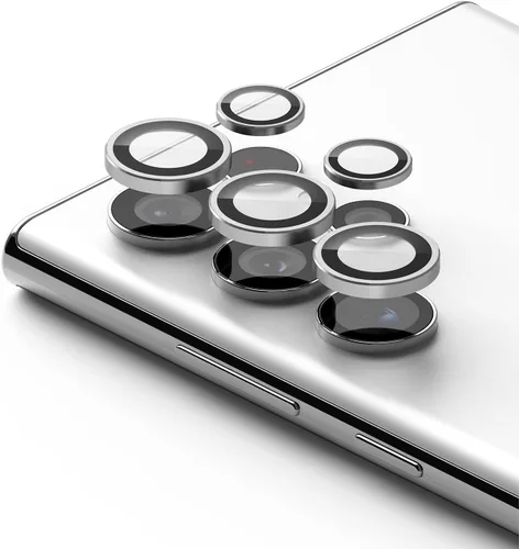 Ringke Marco de lente de cámara de vidrio compatible con Samsung Galaxy S22 Ultra 5G, aluminio metal individual lente de cámara protector adhesivo -