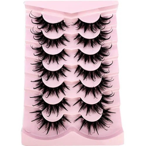 Miniatura 14 de 7 pares de pestañas de ojo de gato 3D pestañas postizas naturales 5D esponjosas suaves cruzadas pestañas manga pestañas Wispy Natural pestañas