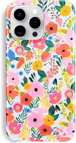 Miniatura 10 de J.west Funda para iPhone 13 Pro Max, funda transparente floral flexible de TPU a prueba de golpes, diseño elegante transparente, funda protectora