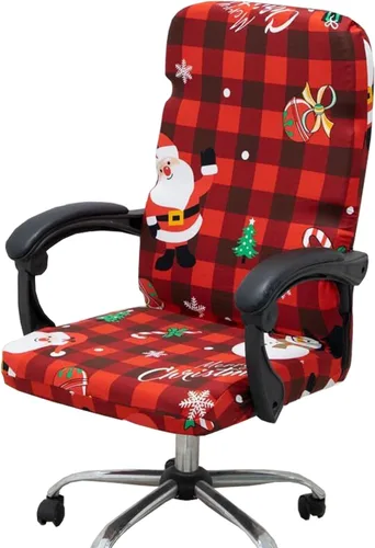 Miniatura 7 de Fundas navideñas para silla de oficina, funda protectora universal elástica para silla de jefe de respaldo alto moderno y sencillo (XMAS01, L)