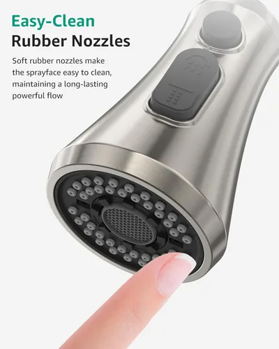 Miniatura 6 de Mbillion Reemplazo universal de la cabeza del rociador de grifo de cocina de níquel cepillado, cabezal de grifo de fregadero de ABS de 3 funciones