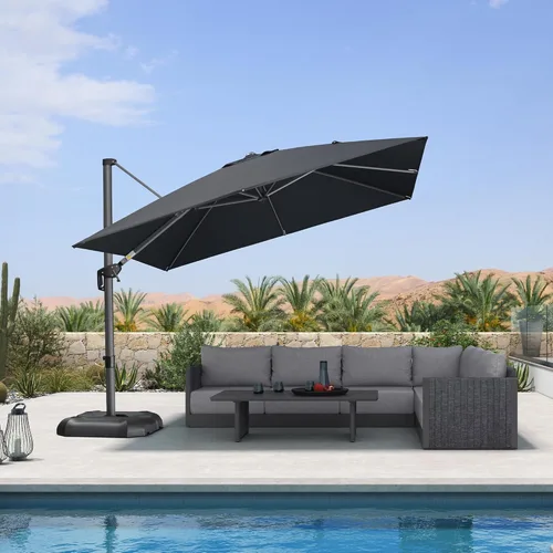 Miniatura 23 de PURPLE LEAF Sombrilla de Patio de 8 Pies para Exteriores Sombrilla Cantilever Cuadrada de Aluminio Sombrilla Offset con Rotación de 360 Grados