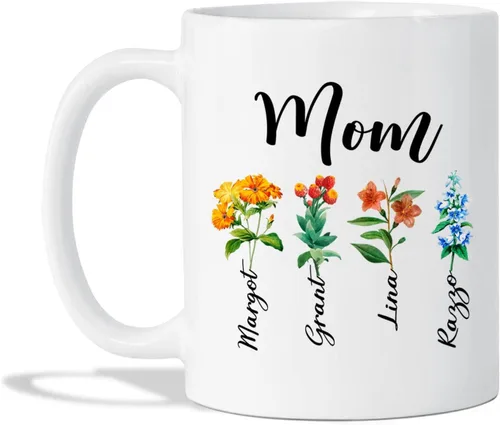 Miniatura 8 de Tazas de té personalizadas para mamá y 3 niños, tazas de café personalizadas para mamá, regalos para madre, taza madre personalizada con nombres