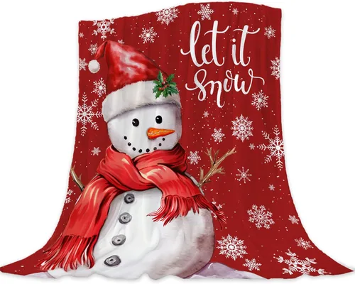 Miniatura 7 de Manta de Navidad para bebé, pequeña, roja, con copos de nieve de Navidad, manta de invierno y vacaciones, manta para arrullo de niños pequeños