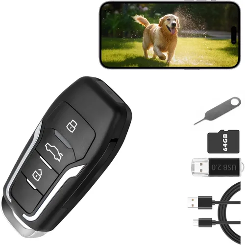 Llave de coche con cámara oculta de 64 GB, con detección de movimiento, batería de 300 minutos, para vigilancia de cámaras de niñera en interiores y