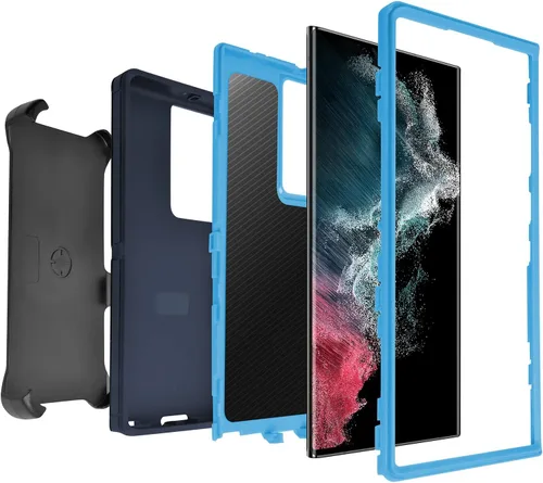 Miniatura 3 de Funda para Samsung Galaxy S22 Ultra 5G, azul almirante con clip para cinturón, grado militar, resistente al agua, a prueba de golpes, a prueba