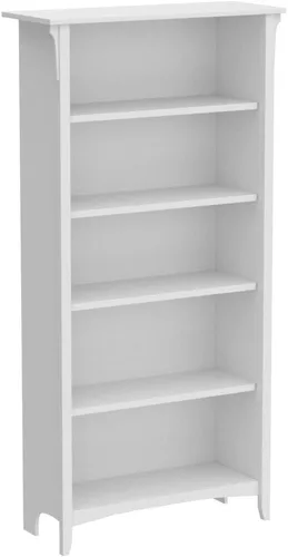 Miniatura 5 de Bush Furniture Salinas - Estantería alta de 5 estantes, juego de 2 en gris Shiplap y blanco puro, almacenamiento vertical de oficina, estanterías