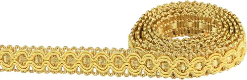 Miniatura 5 de Ribete Trenzado Gimp, 0.7 Pulgadas / 10M (10.9 Yardas) Ribete de Tela, Ribete de Tapicería para Costura Poliéster Manualidades DIY Disfraz Dorado