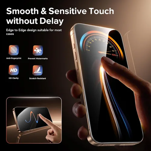 Miniatura 7 de OneFish - Protector de pantalla de privacidad compatible con iPhone 17 Pro Max, 2 unidades, 4 vías, 360° antiespía, vidrio templado, dureza 9H