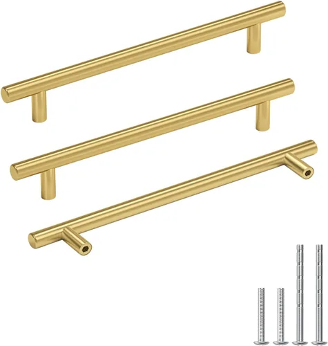 Miniatura 17 de Goldenwarm Paquete de 15 manijas doradas de 2-1/2 pulgadas, tiradores de gabinete de latón cepillado, manijas doradas para cajones de cocina