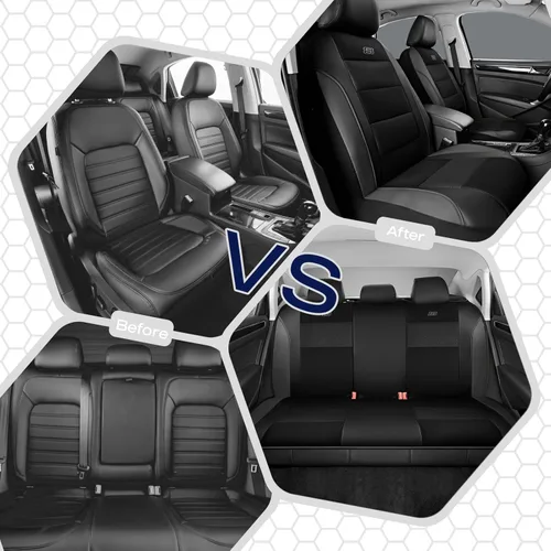 Miniatura 6 de Skechers Fundas de asiento de espuma viscoelástica y refrigeradas por aire, cuero de primera calidad con fundas de asiento de automóvil de malla