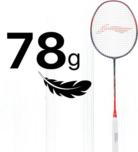 Miniatura 4 de Li-Ning Wind Lite 800 II - Raqueta de bádminton de grafito de carbono con cubierta completa para raqueta (gris oscuro/rojo)