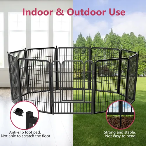 Miniatura 5 de Corralito para perros para interiores, valla portátil para perros de 32 pulgadas de altura, 10 paneles para mascotas, corral exterior para patio