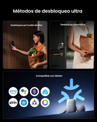 Miniatura 3 de Smart Lock Ultra con teclado, cerradura de puerta de huellas dactilares, control remoto de aplicación, cerrojo de teclado WiFi integrado, desbloqueo