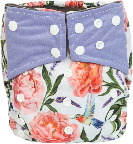 Miniatura 7 de AIll in One Night AIO Pañal de tela cosido en inserto reutilizable lavable para niñas (follaje de colibríes)