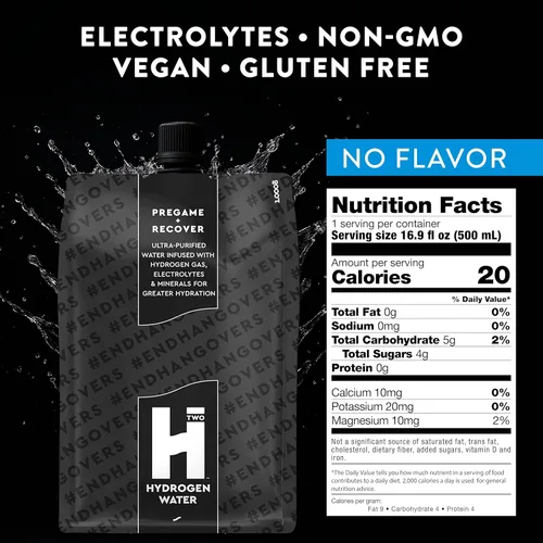 Miniatura 2 de HTWO Agua de hidrógeno molecular con electrolitos, recuperación Nightlyfe sin sabor, fuente pura y paquetes de hidratación ultrapurificados, paquete