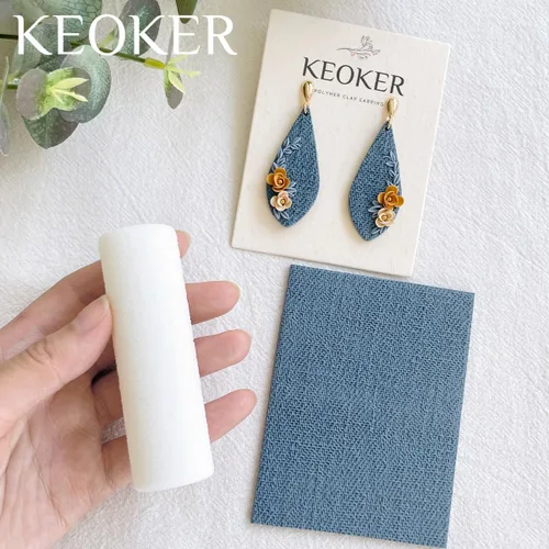 Miniatura 3 de KEOKER Rodillo de textura de arcilla polimérica, rodillo de textura para arcilla polimérica, rodillo de arcilla polimérica para hacer aretes, como