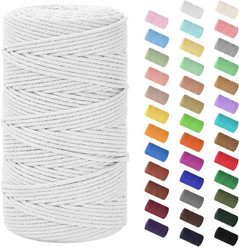 Miniatura 122 de Cordón de macramé de 0.079 in x 380 yardas (1140 pies), cuerda de algodón natural para colgar en la pared, ganchos de plantas, manualidades, Beige