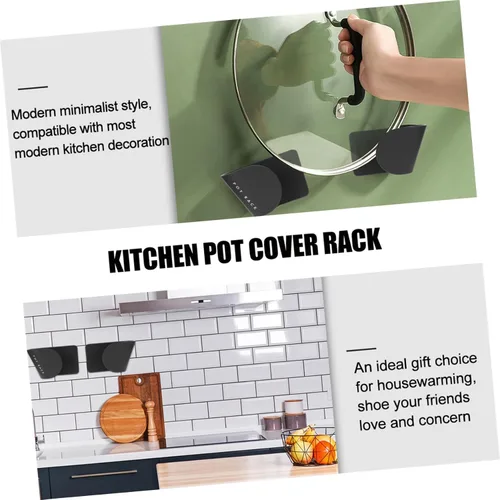 Miniatura 7 de Cabilock Organizador de tapa de olla montado en la pared, organizador de cocina, estante de tapa de olla, ganchos de pared resistentes, soportes