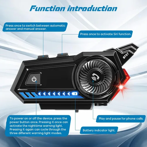 Miniatura 6 de Casco de motocicleta Bluetooth, Bluetooth 5.3 EDR inalámbrico para motocicleta, respuesta automática, auriculares de alta calidad de sonido