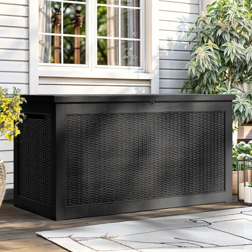 Miniatura 25 de YITAHOME Caja grande de resina de 100 galones, cajas de almacenamiento al aire libre para muebles de patio, cojines de exterior, herramientas