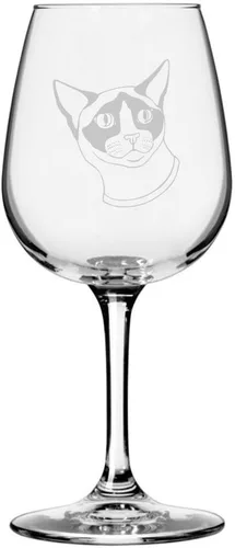 Miniatura 106 de Copa de vino de 12.75 onzas con temática de gato abisinio grabada para todo uso