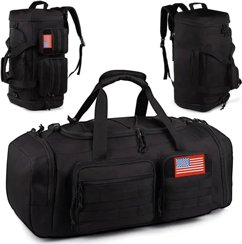 Bolsa táctica de gimnasio para hombres, 50L grande 3 en 1 bolsa deportiva con compartimento para zapatos para viajes, mochila de viaje resistente al
