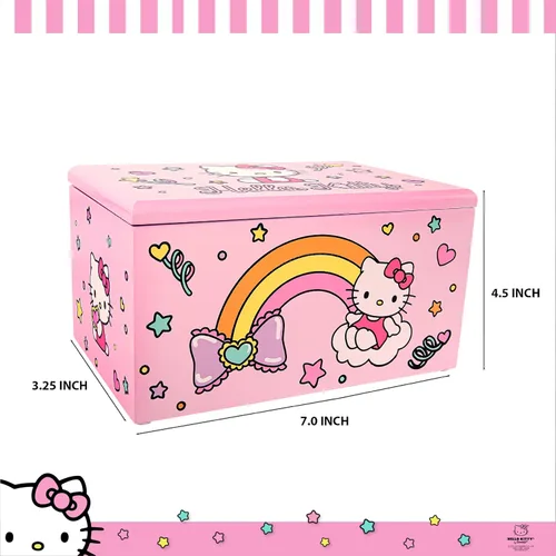 Miniatura 5 de Hello Kitty Sanrio Joyero con bandeja Regalo oficial de madera rosa