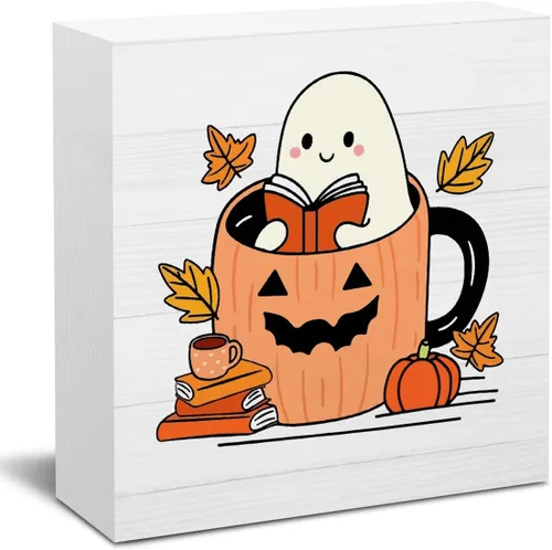 Miniatura 8 de Bonito letrero decorativo de otoño para decoración del hogar, fantasma, otoño, Acción de Gracias, Halloween, decoración para el hogar, oficina