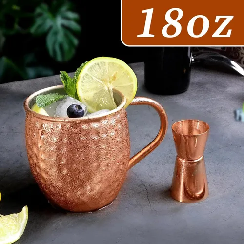 Miniatura 2 de LINALL Moscow Mule - Juego de 2 tazas de acero inoxidable chapadas en cobre de 18 onzas, para bebidas frías (2 unidades)