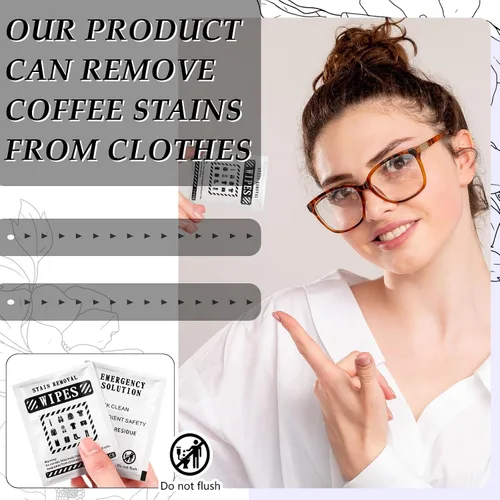 Miniatura 3 de Timgle 200 toallitas quitamanchas instantáneas envueltas individualmente, limpiadoras portátiles sin enjuague para ropa, tela, grasa de café, bolsa