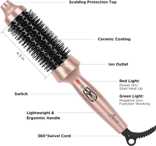 Miniatura 6 de Aima Beauty Cepillo caliente, 1.3 pulgadas/1.378 in cepillo para rizar con calefacción hace que el cabello sea más suave, más suave, cepillo térmico