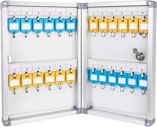 Miniatura 4 de Amazon Basics Caja de llaves para gabinete de 24 posiciones, plateado, 12.5"D x 8.5"W x 2.45"H Posición de 24 teclas